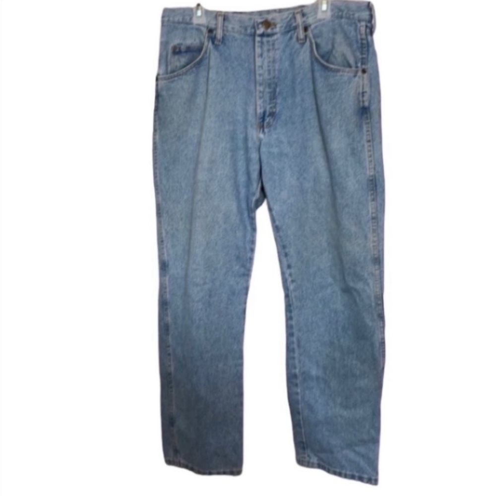 Vintage Wrangler Jeans Cotton Relaxed Fit Light Wash Denim Sturdy Straight Leg
